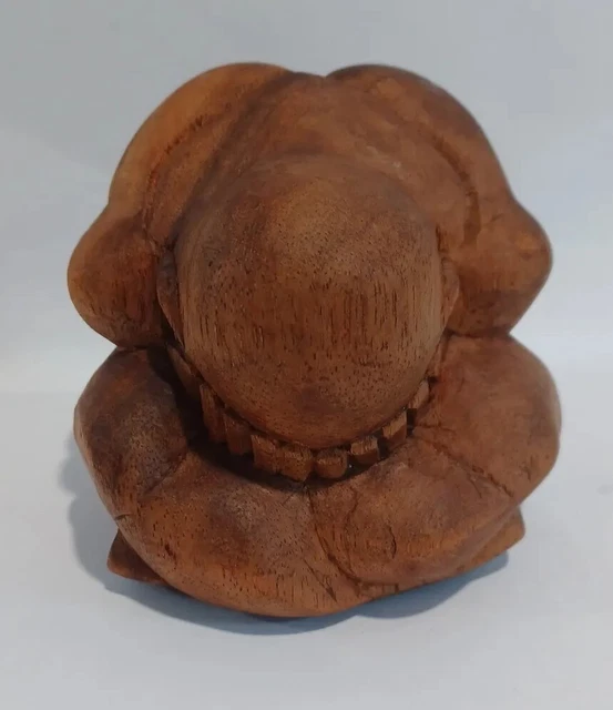 Vintage Wood Weeping Buddha Monk Sculpture Yogi Man Figure Hand Carved