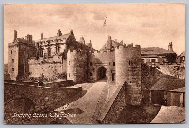 Stirling Castle Great Britain Palace Entrance Historic Sepia BW Postcard