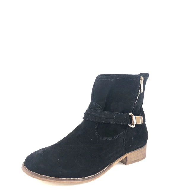 Steve Madden Truthh Black Suede Ankle Boots Womens Size 7.5 M *