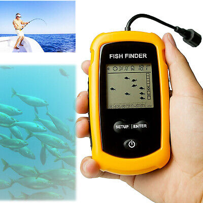 Portable Fish Finder Echo Sonar Alarm Sensor Transducer Fishfinder LCD Display