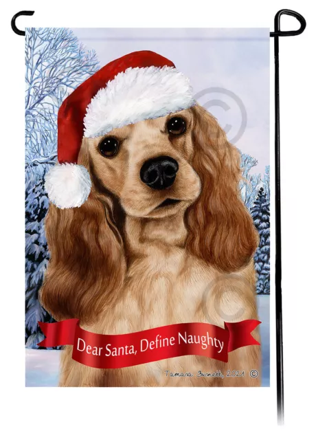 Dear Santa, Define Naughty Garden Flag - Buff Cocker Spaniel 044C