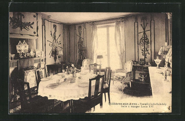 CPA Tillieres-sur-Avre, Hostellerie du Bois Joly, Salle a Manger Louis XVI