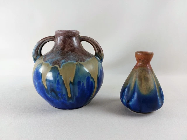 Magnifique ensemble de 2 VASES EN GRES GILBERT METENIER Art Nouveau Signé
