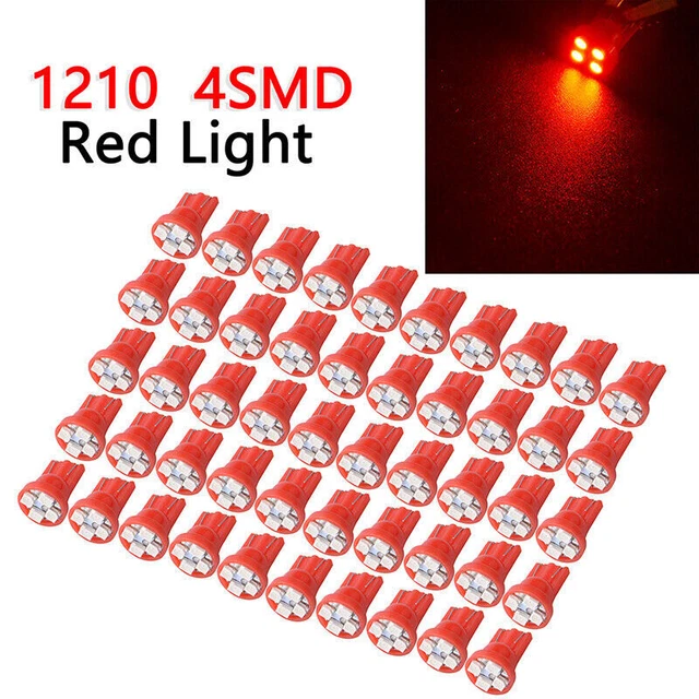 50Pcs 6V T10 1210 4SMD W5W 501 194 168 Pinball Machine Led Light Bulbs Red