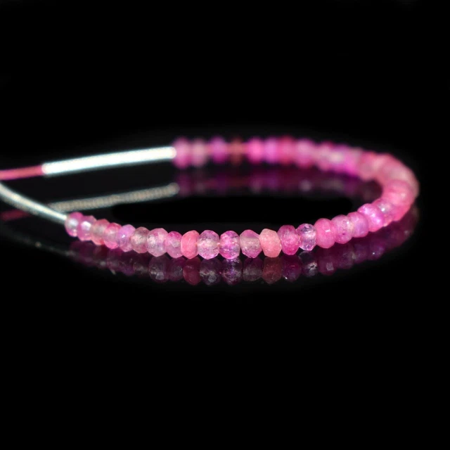 2-3MM Beautiful A++ Pink Tourmaline Faceted Rondelle Gemstone 2.5" Craft Beads