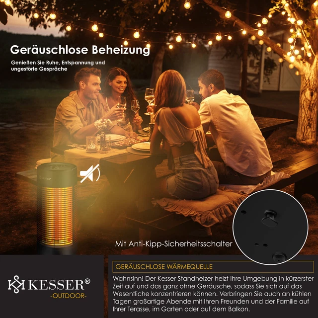 RETOURE Standheizstrahler Infrarotheizung Heizstrahler Energieeffiziente 53cm 4
