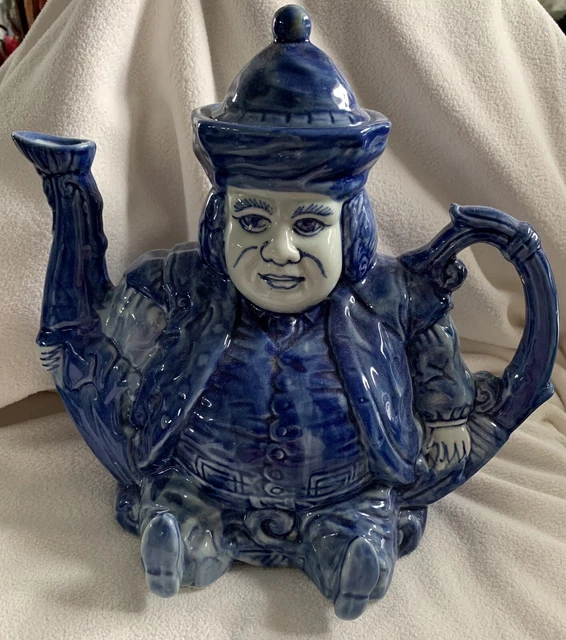 FIGURAL IRONSTONE TEAPOT Staffordshire-Type DELFT TOBY VICTORIAN JUDGE (REPRO)