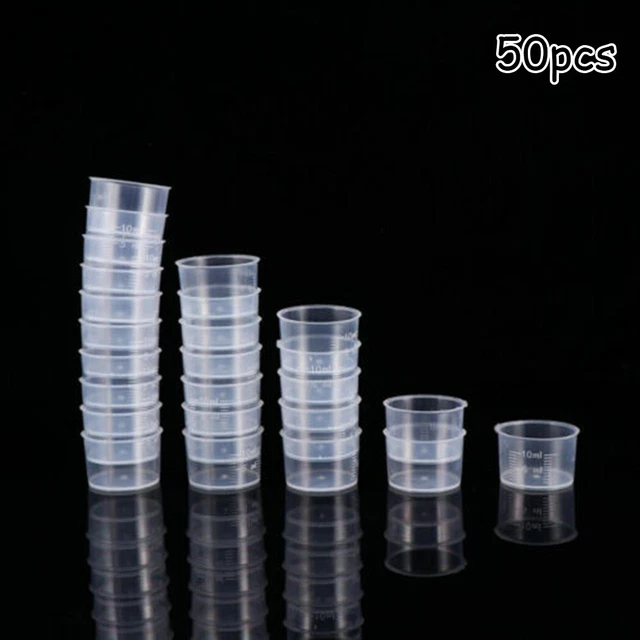 50pcs 10ml Plastique Transparent Mesure Tasse Cruche Cuisine Liquide Béchers Au