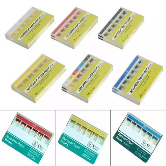 200 Pcs Dental Absorbent Paper Points Sterile Color Coded Eododontic Eodo Root