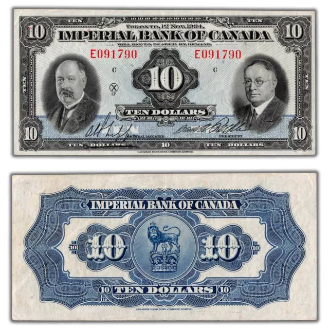 $10 1934 Imperial Bank of Canada Chartered Note #375-22-06 - EF