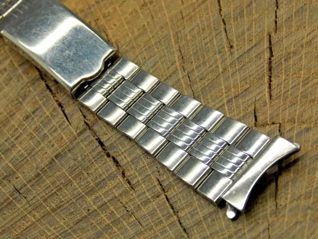 Vintage Watch Band Stainless Steel Bracelet Deployment Clasp 19mm NOS Unused