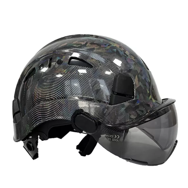 HARD HAT WITH Visor Carbon Fiber Construction Saftey Helmet Vent