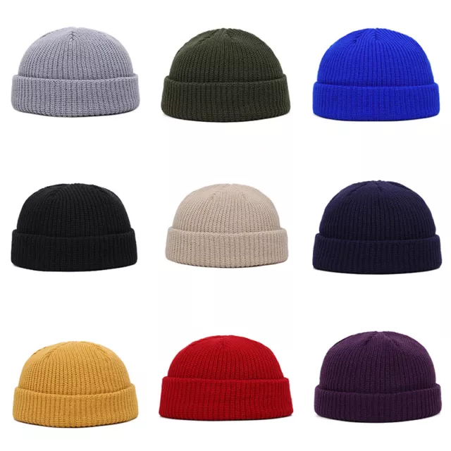 Unisex Men Women Beanie Hat Warm Ribbed Winter Turn Ski Fisherman Docker Ha-H2