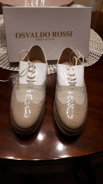 Scarpe Osvaldo Rossi Donna Nr. 37 In Pelle Colore Sabbia Creta Bianco Jennifer