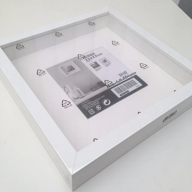 New Square Deep Shadow Box Photo Picture Frame White 23x23cm Scrabble Display 3D 3