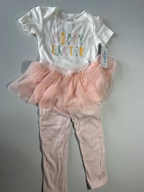 Carters Baby Girl Hoppy Easter 2 Piece Outfit Size 24 M NWT