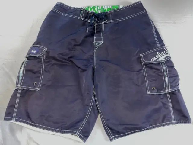 Quiksilver Retro Vintage Cargo Board Shorts. Navy Blue, Men's Size 34. GUC!!