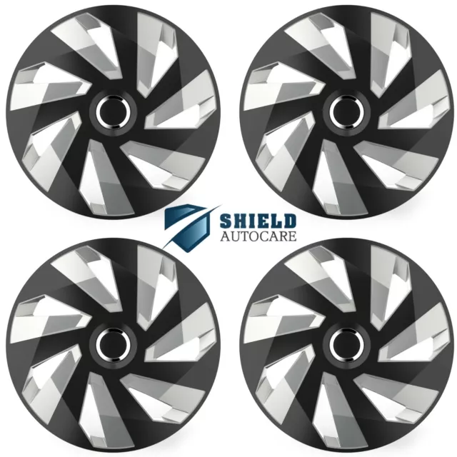 Copricerchi 13" Coprimozzo Vector RC Plastica Set di 4 Black Silver Fit R13