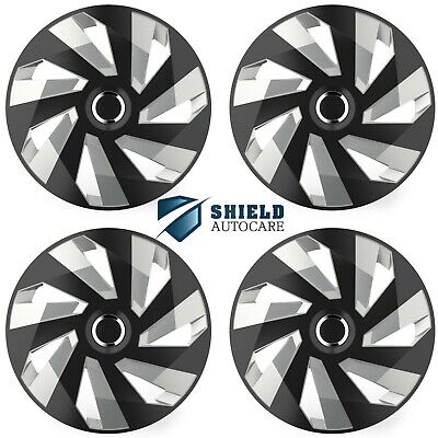 Wheel Trims 13" Hub Caps Vector RC Plastic Covers Set of 4 Black Silver Fit R13