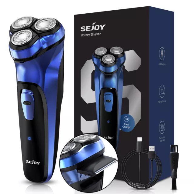 SEJOY Electric 3D Men's Shaver Razor Washable Head Pop Up Trimmer Rotary Shaving