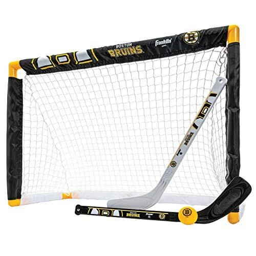 Boston Bruins Mini Hockey Set - Knee Hockey Goal, Ball, & 2 H...