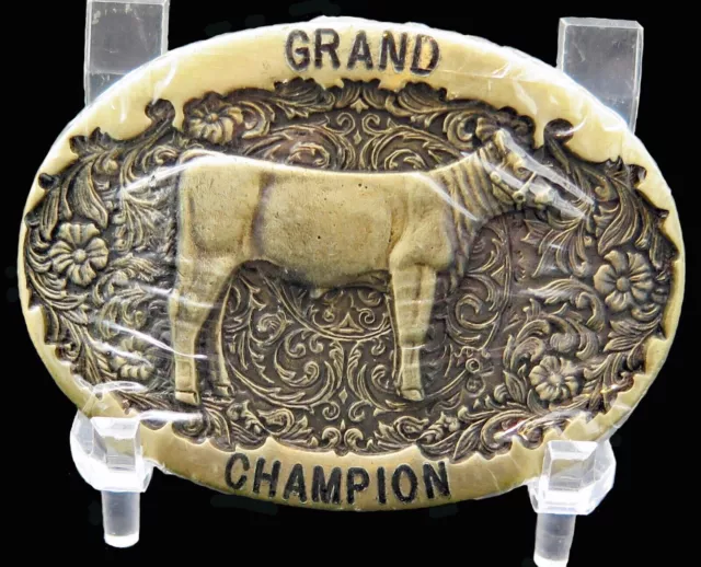 Grand Champion Show Steer Cattle Award Design Medals Small Vintage Belt Buckle