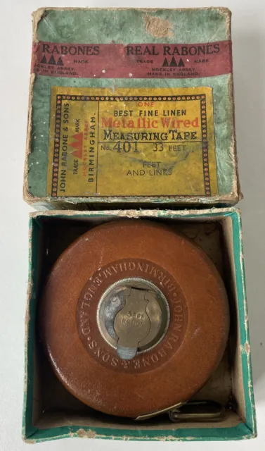 John Rabone and son No.401 boxed Metallic Wired 33ft tape measure