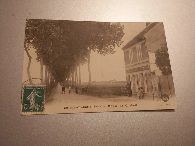 CPA Guignes-Rabutin, Route de Corbeil, Cafe-Restaurant de la Sucrerie 1912