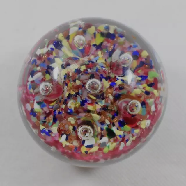 Sulfure Boule Presse Papier Multicolore En Verre Inclusion De Bulles