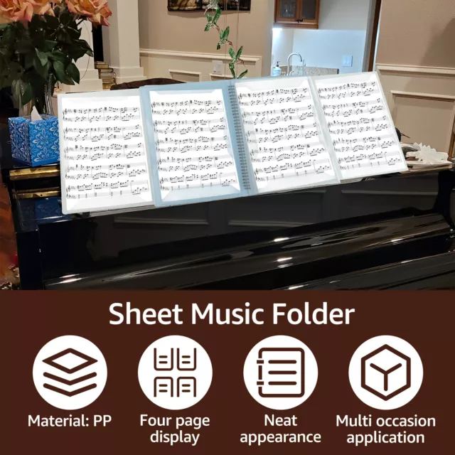 Sheet Music Folder 4 Pages Expand Piano Sheet Music Binder Elegant Spiral flGLQ 3