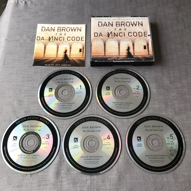 The DA VINCI CODE Audio CDs x 5 DAN BROWN Read by Jeff Harding 6+ Hours