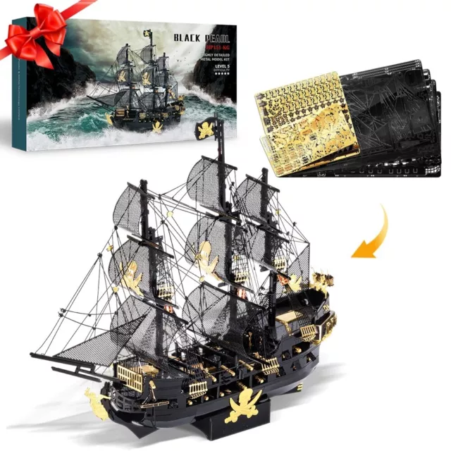 Piececool The Black Pearl Pirate Ship 3D Laser Cut DIY Model Hobby Building kit