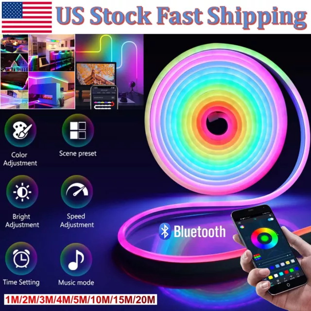 12V Flexible LED Strip Waterproof Sign Neon Lights Silicone Tube 1M 2M 3M  5M USA