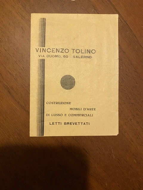 Depliant Salerno Vincenzo Tolino Letti Autarchia Fascismo