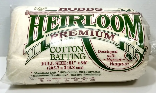 Hobbs Heirloom Premium Cotton Batting Wadding Full Size 81 x 96 inch (Full)