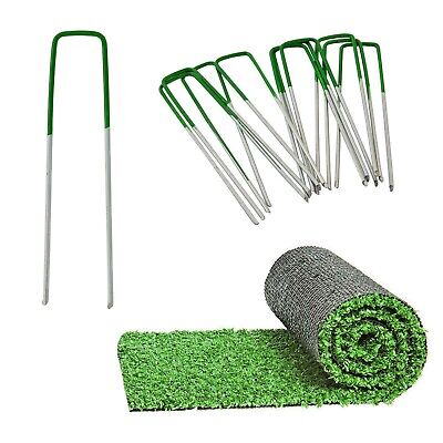 Artificial Grass Pins (Green) Galvanised Metal U Pegs Membrane Fabric Staple