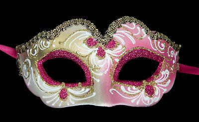 Mask from Venice Ondine Colombine Pink Golden for Child Or Small Face 875 V12b