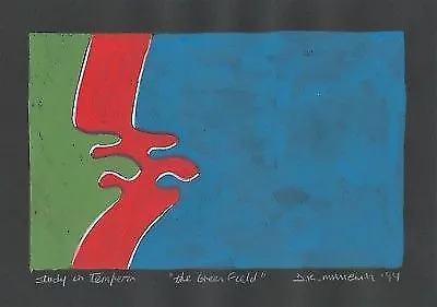 Dimitris C. Milionis "GREEN FIELD" Gouache Canson® Paper Greek Artist 1994