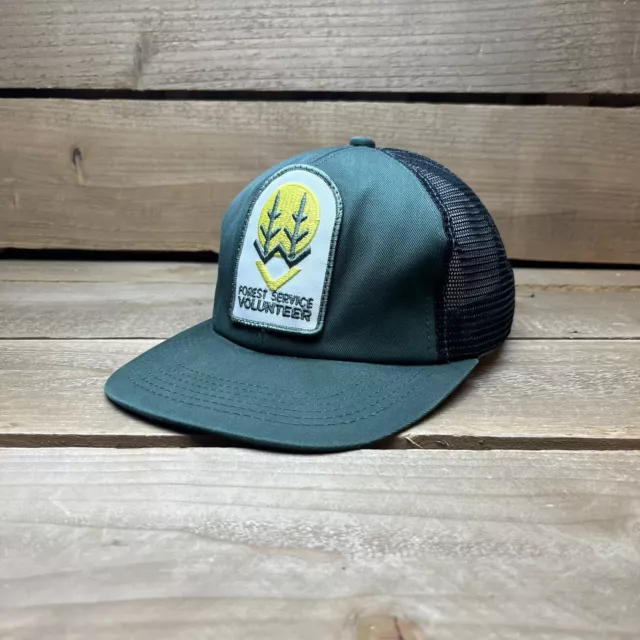 Vintage Forest Service Volunteer Patch Snapback Trucker Hat Cap Made USA