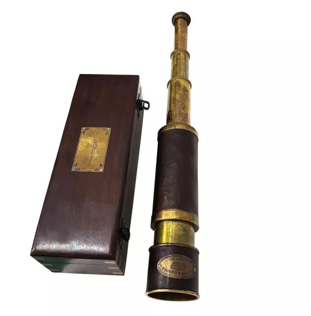 Antique Brass Leather Telescope Nautical Functional Handheld Pirate Spyglass ...