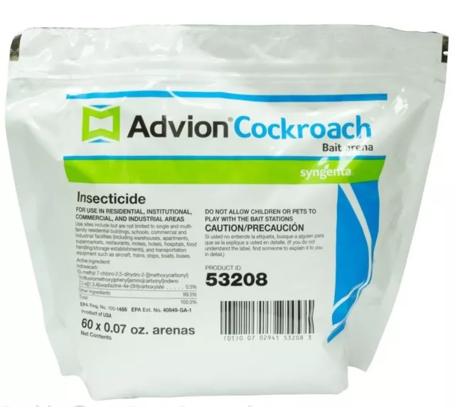 60 Count Bag Advion Cockroach German Roach Control Bait Stations  NO LONGER MADE