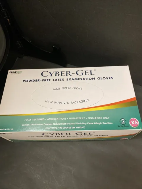 Cyber Dash Gel Single Use Powder Free Latex, Exam Gloves, Box of 100 XS