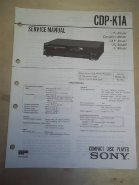MANUEL D'ENTRETIEN SONY ~ CDP-C250ZC350Z/CE305/CE ...