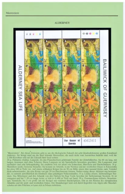 WWF 1993 Alderney Meeresfauna Mi. Nr. 61-64 Kleinbogen **/MNH + Beschreibung