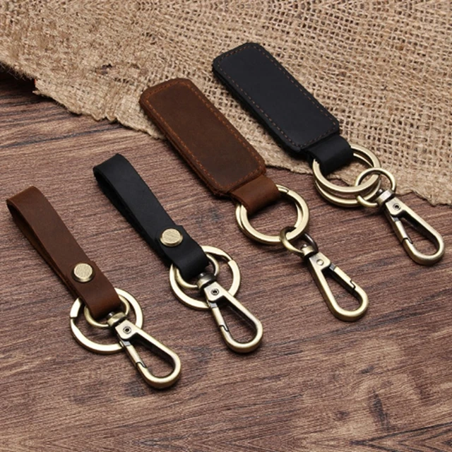 KEY CHAIN & LEATHER Belt Loop Key Holder Ring Keychain Keyring Keyfob Detachable