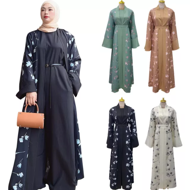 Ramadan Open Kimono Abaya Women Muslim Dress Cardigan Abayas Kaftan Robe Islamic