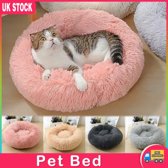 Donut Pet Dog Cat Calming Bed Comfy Shag Fluffy Warm Bed Nest Mattress Donut Pad