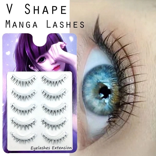 Cigliaglie naturali manga stelo trasparente a forma di V ciglia finte