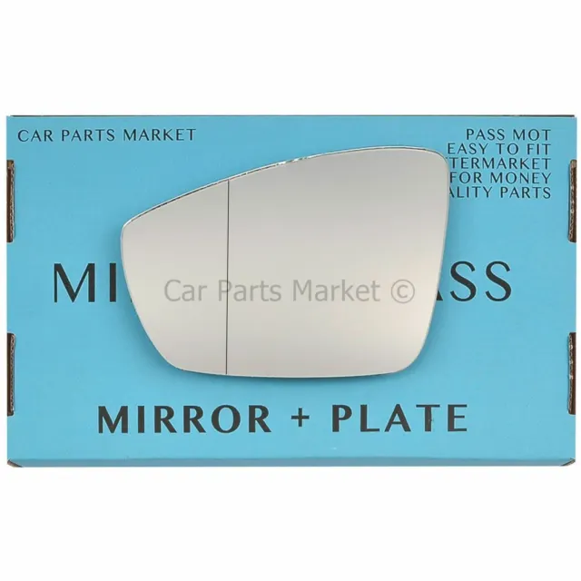 For Volkswagen Polo 2009-2017 Left  Aspheric wing door mirror glass +plate