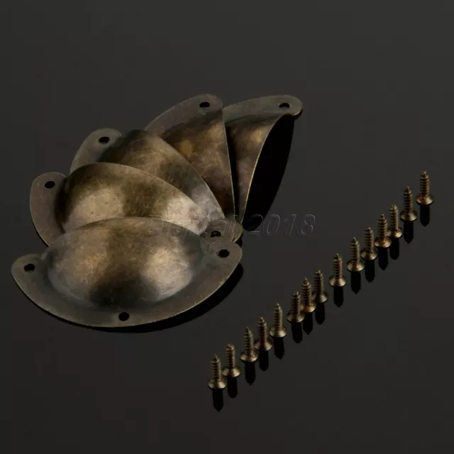 5pcs Antique Cupboard Dresser Pull Cup Shell Handles Retro Drawer Cabinet Knobs